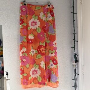 Sigrid Olsen Floral Skirt - Orange, Red, Purple, Green